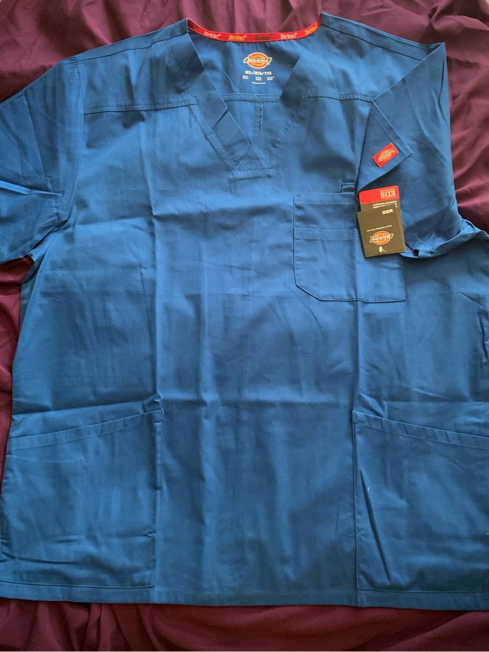 Dickies Royal Blue Logo Work Shirt Top with Red Trim